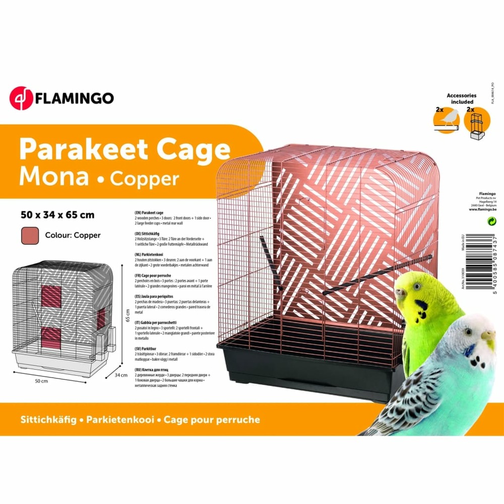 Cage à perruches mona 50x34x65 cm cuivre