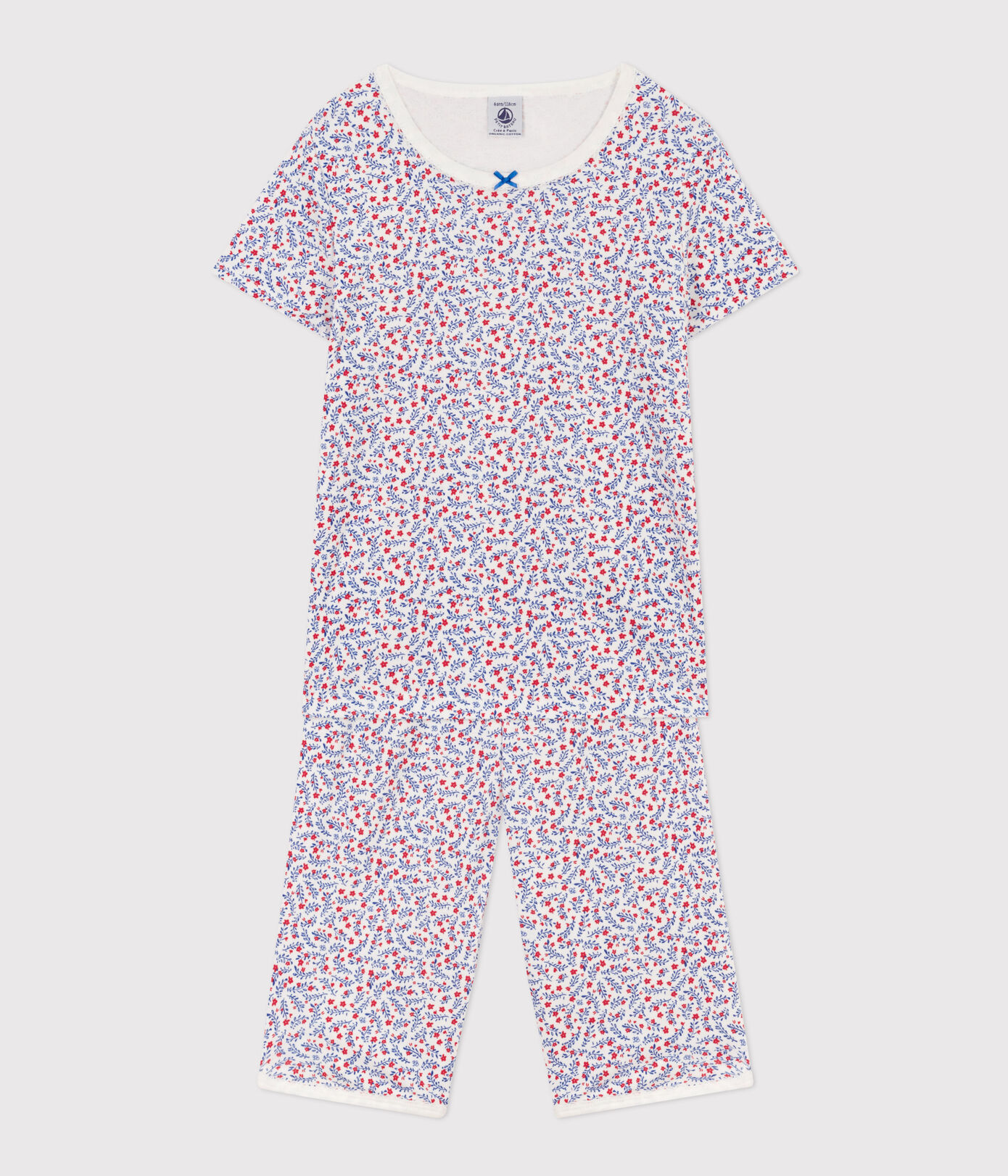 Pyjacourt fleurs en coton petite fille