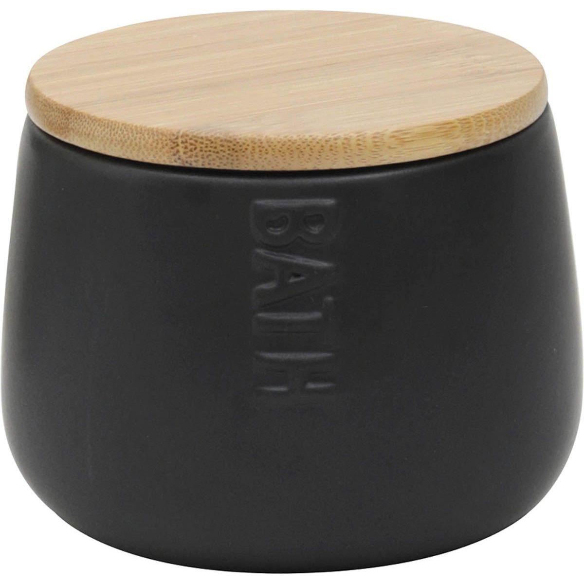 BOITE A COTON DOLOMITE RONDE BATH NOIR BAMBOU