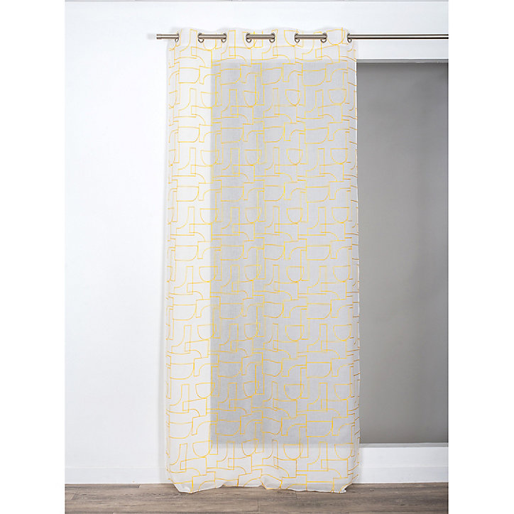 Voilage tamisant à œillet Play Rocle l.140 x l.240 cm jaune