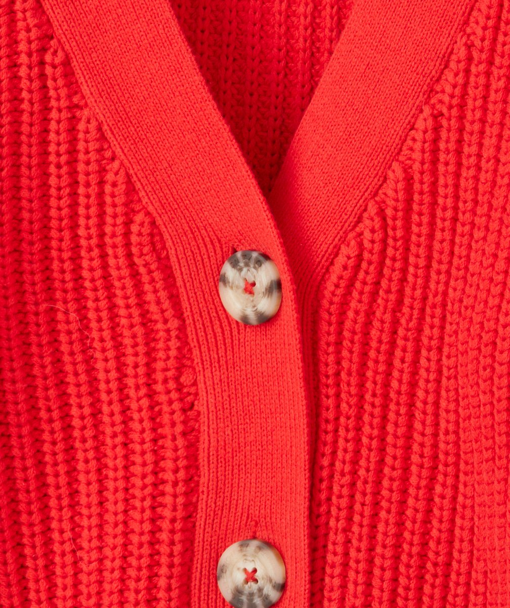 gilet en tricot manches longues fille rouge