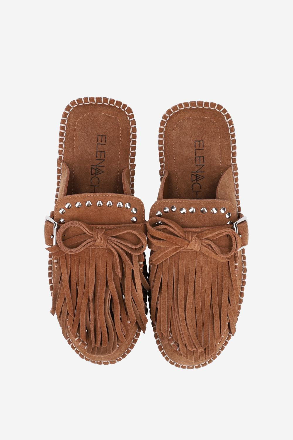 Fringed suede mules