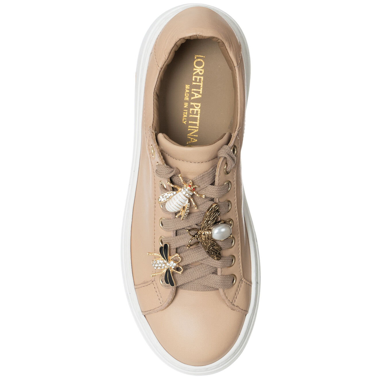 Loretta Pettinari Sneakers en Cuir Osta beige/blanc