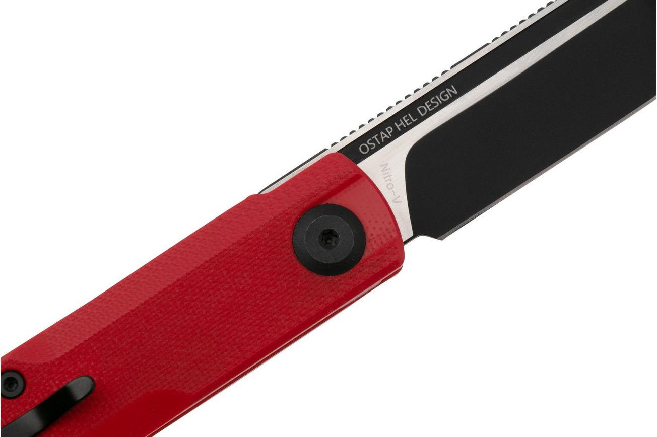 Real Steel G-Tanto EDC 7801RB Two-Tone Finish Nitro-V, Red G10, slipjoint zakmes, Ostap Hel design