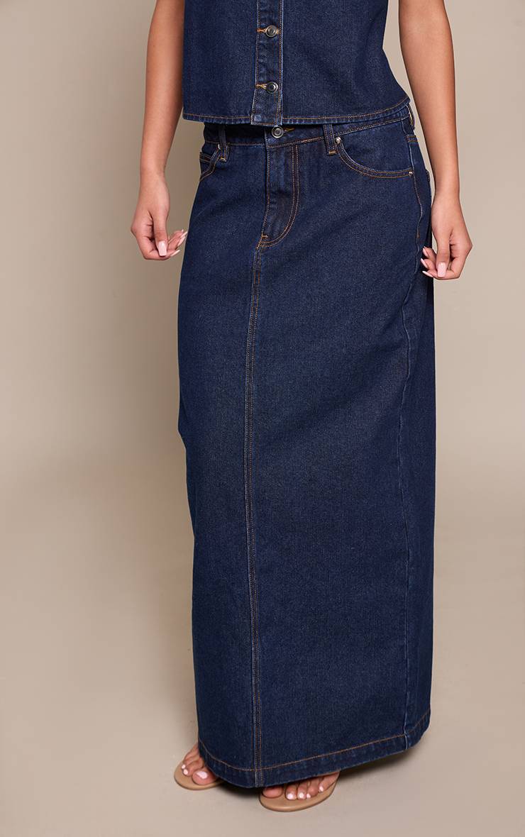 Bleu Indigo Jupe Longue En Denim Évasée