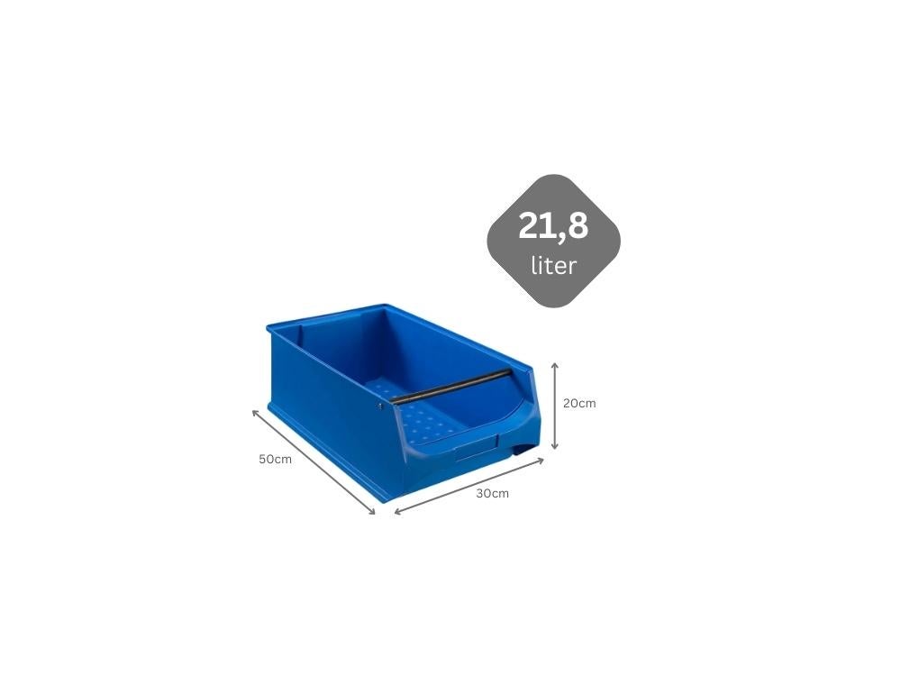 PROREGAL Super Saver Set 4x Blauwe Opbergdoos 5.1 met Handvat HxBxD 20 x 30 x 50 cm 21.8 Liter Opbergdoos