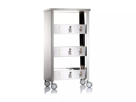 Chariot de rangement, étagère à roulettes, 83,50 x 43,5 x 30,5 cm., BALI.