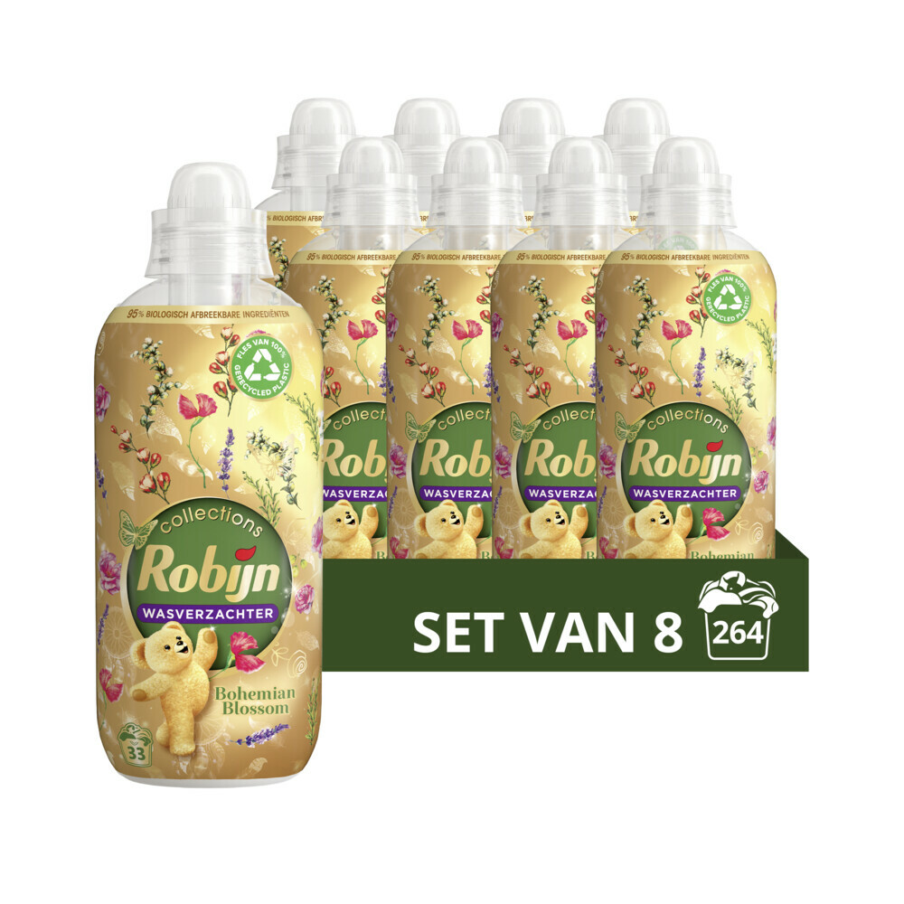 8x Robijn Wasverzachter Bohemian Blossom 33 Wasbeurten825 ml