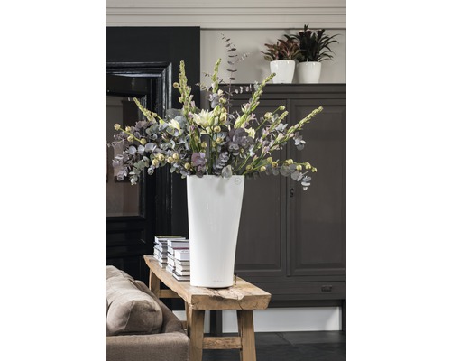 Lechuza Delta plantenbak Ø 30 cm H 56 cm wit incl. zelfbewateringssysteem, plantenbak, substraat en waterniveau-indicator