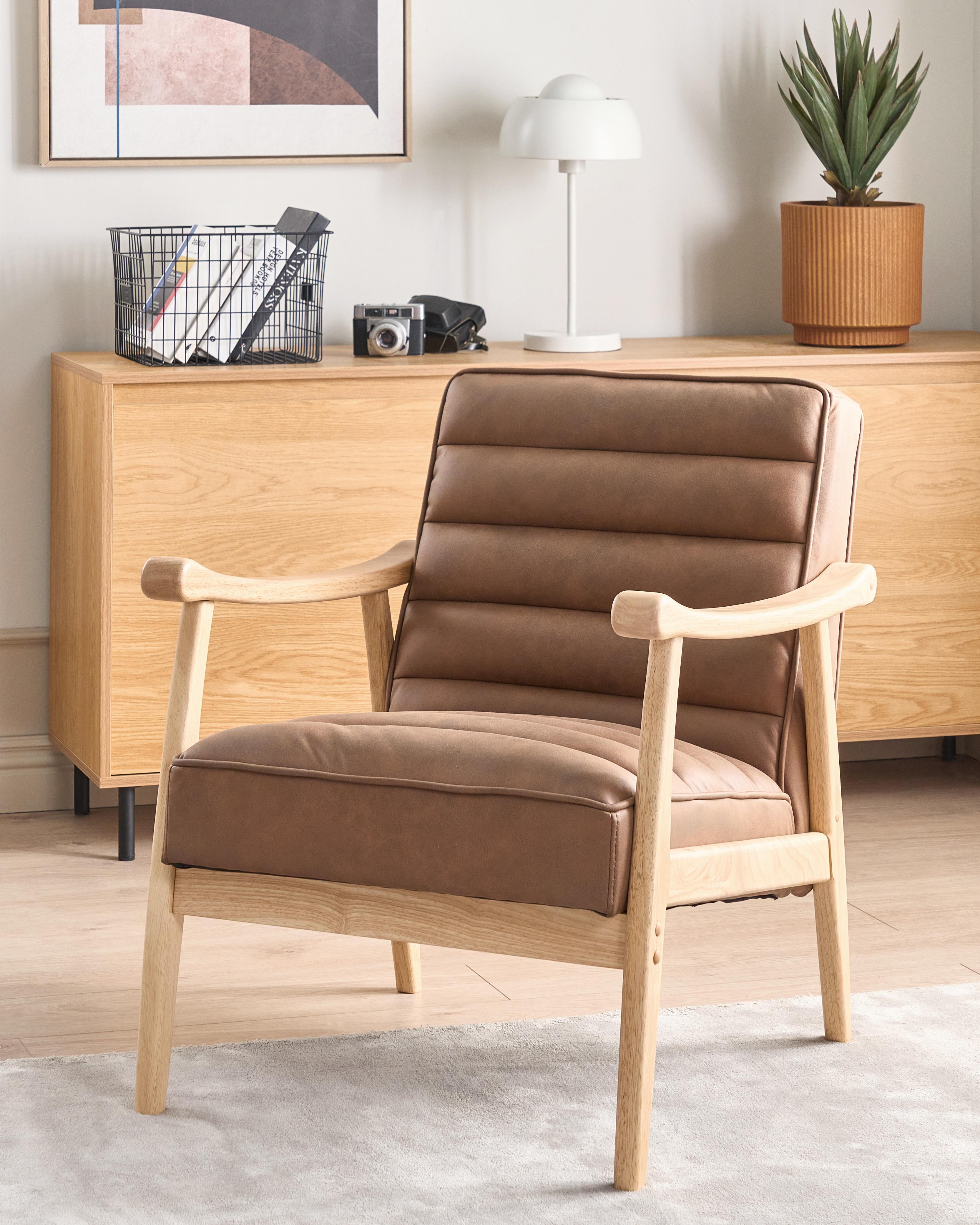 Fauteuil LEKNES Kunstleer Bruin