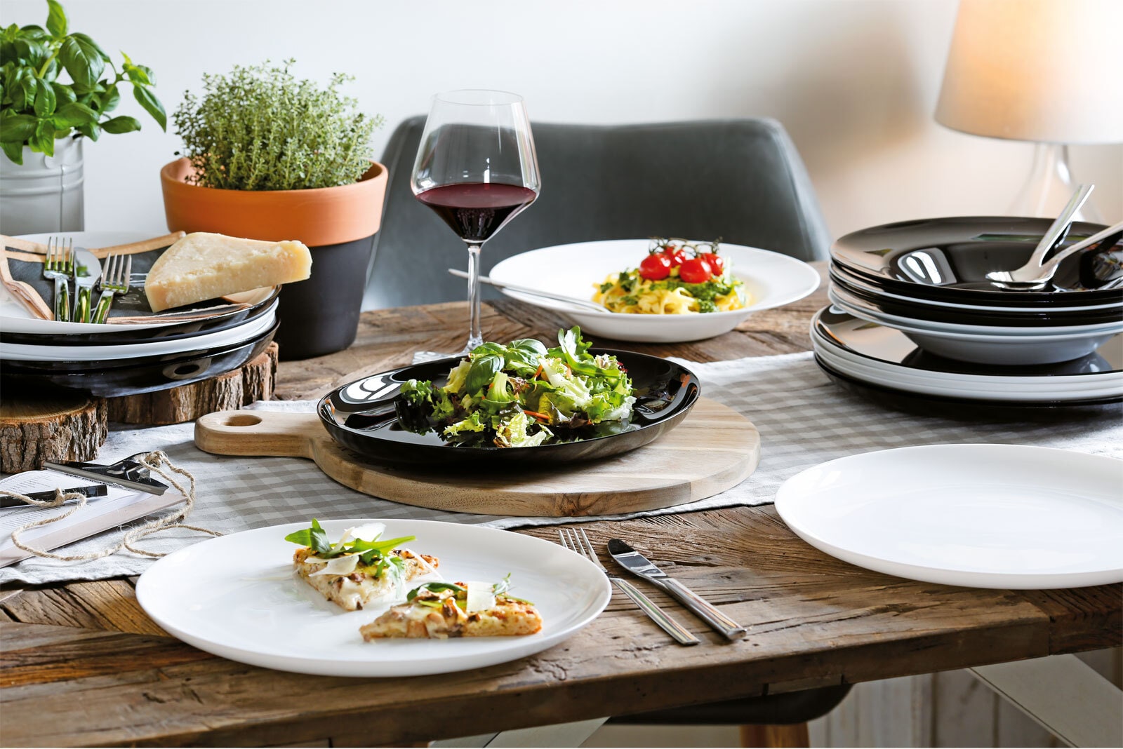 CreaTable Barbecueteller ITALIEN PARTY Glas schwarz