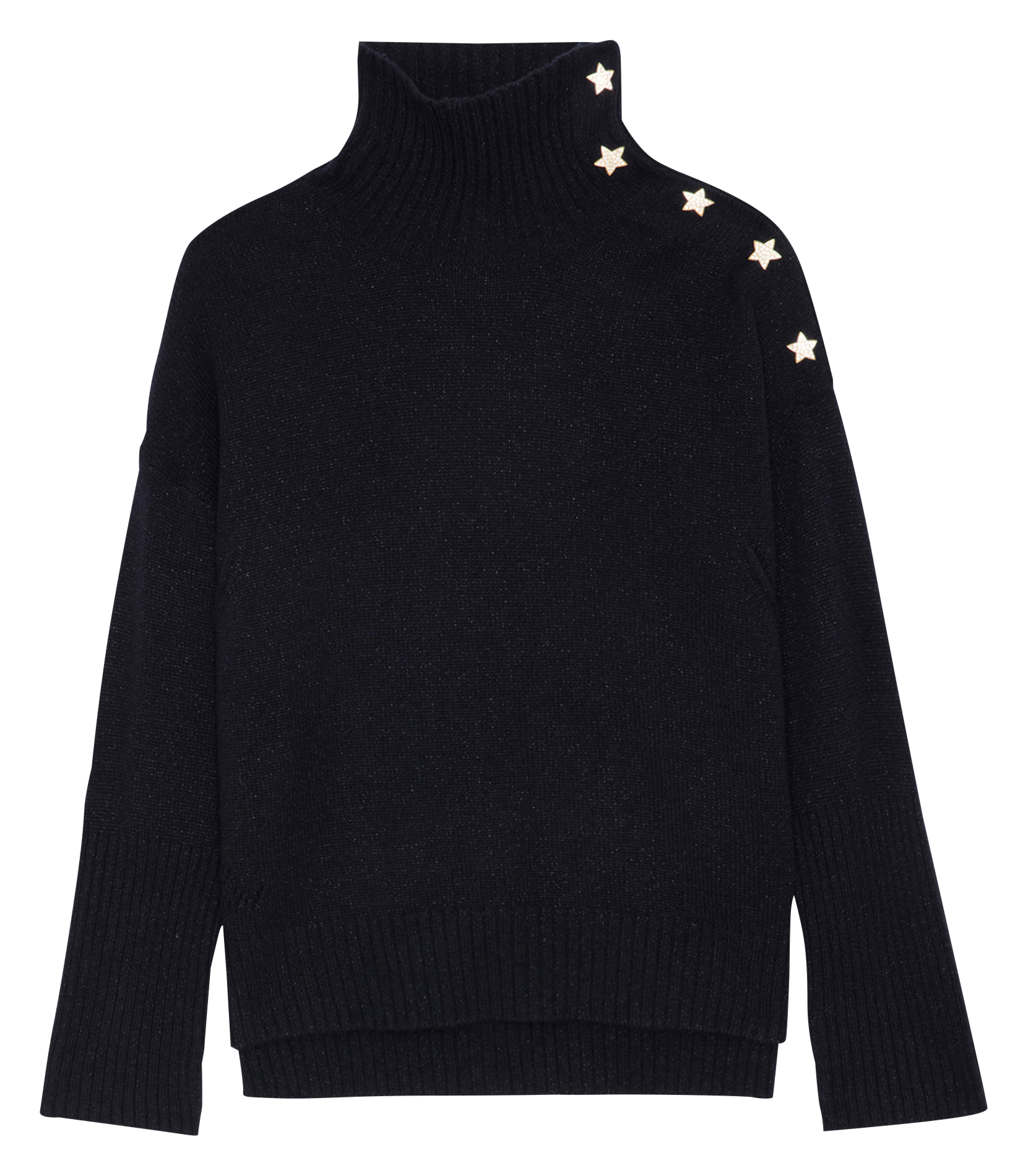 ALMA - Pull col montant en cachemire mélangé | Bleu