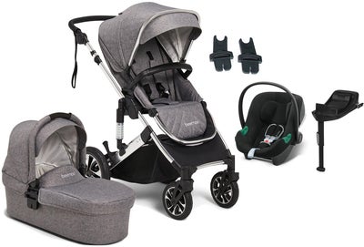 Beemoo Maxi 4 Duovogn Inkl. Cybex Aton B2 Babybilstol & Base, Grey Silver/Volcano Black