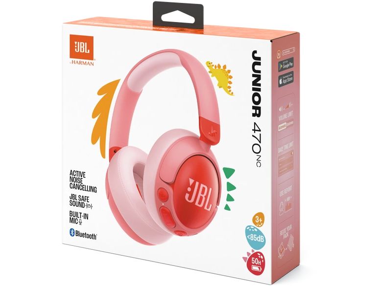 JBL Over-Ear-Kopfhörer Junior 470NC Pink Drahtloser Kopfhörer für Kinder mit Lautstärkenbegrenzung