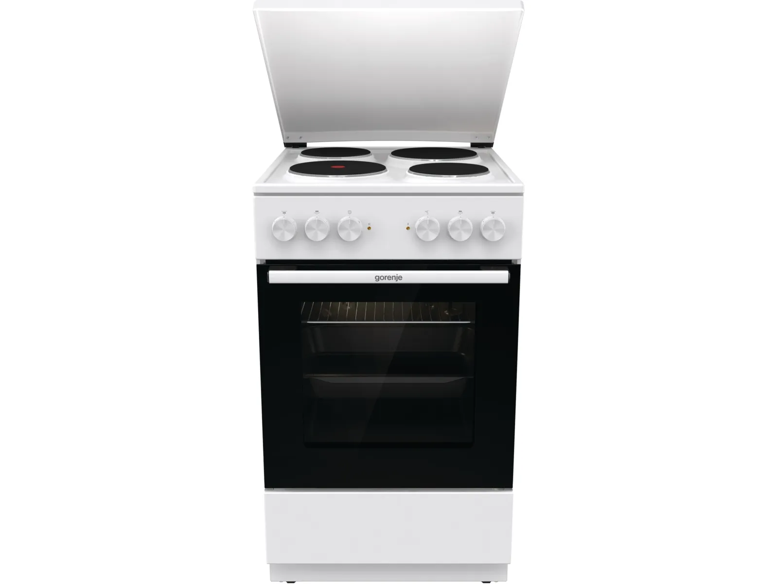 Gorenje GE5A23WH, Fritstående komfur, Hvid, Dreje, Hvid, Forseglet plade, 4 zone(s)