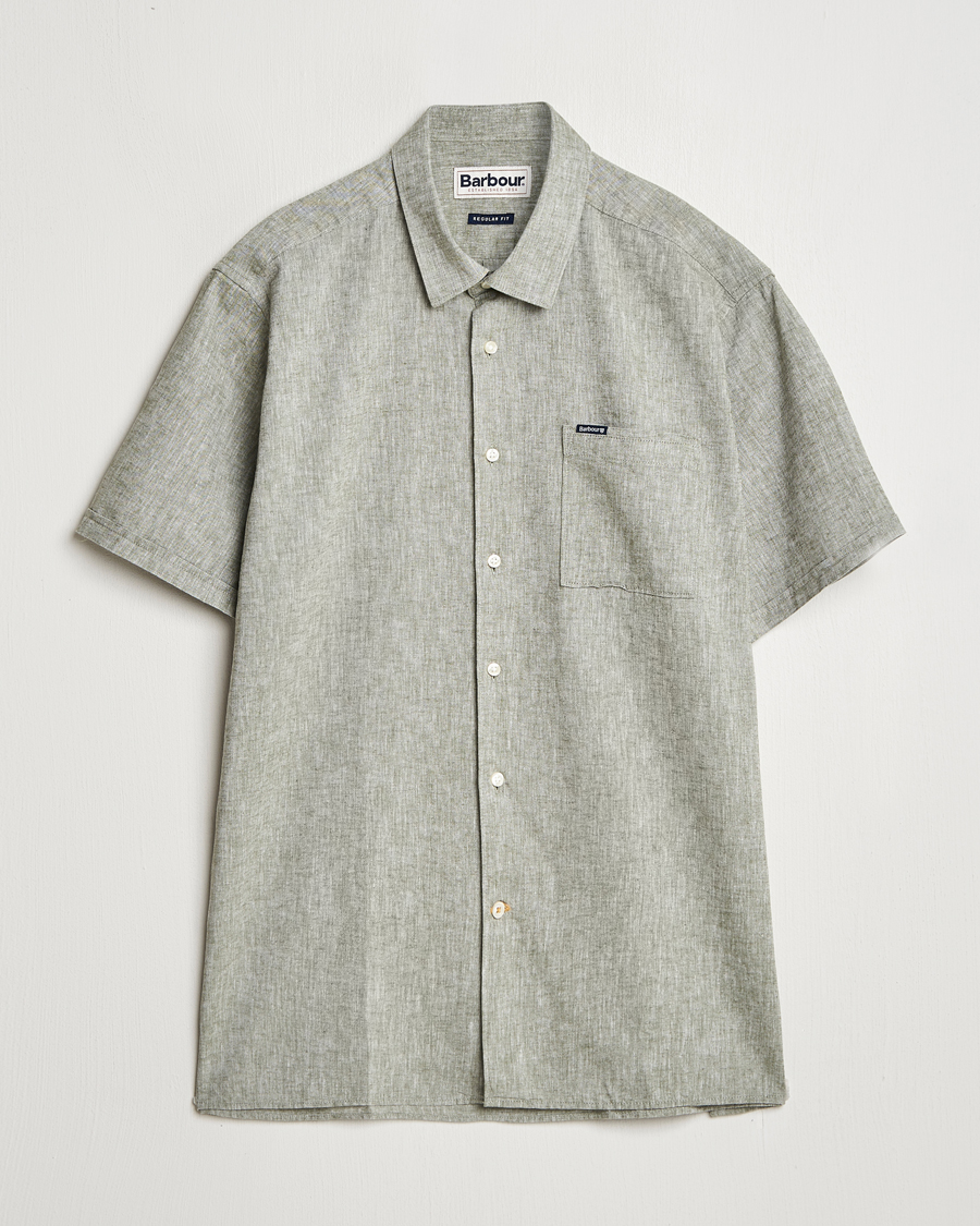 Barbour Lifestyle Nelson Short Sleeve Linen/Cotton Shirt Bleached Olive