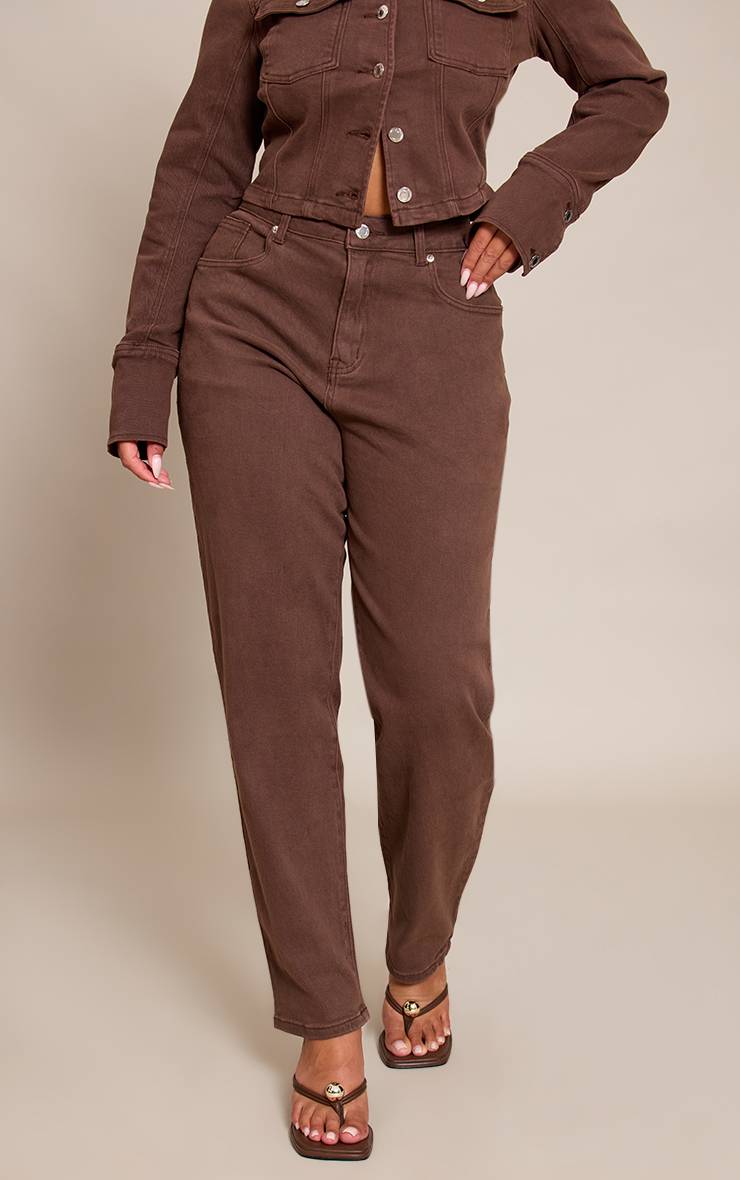 Chocolat Jean Barrel Taille Haute En Denim Stretch Shape