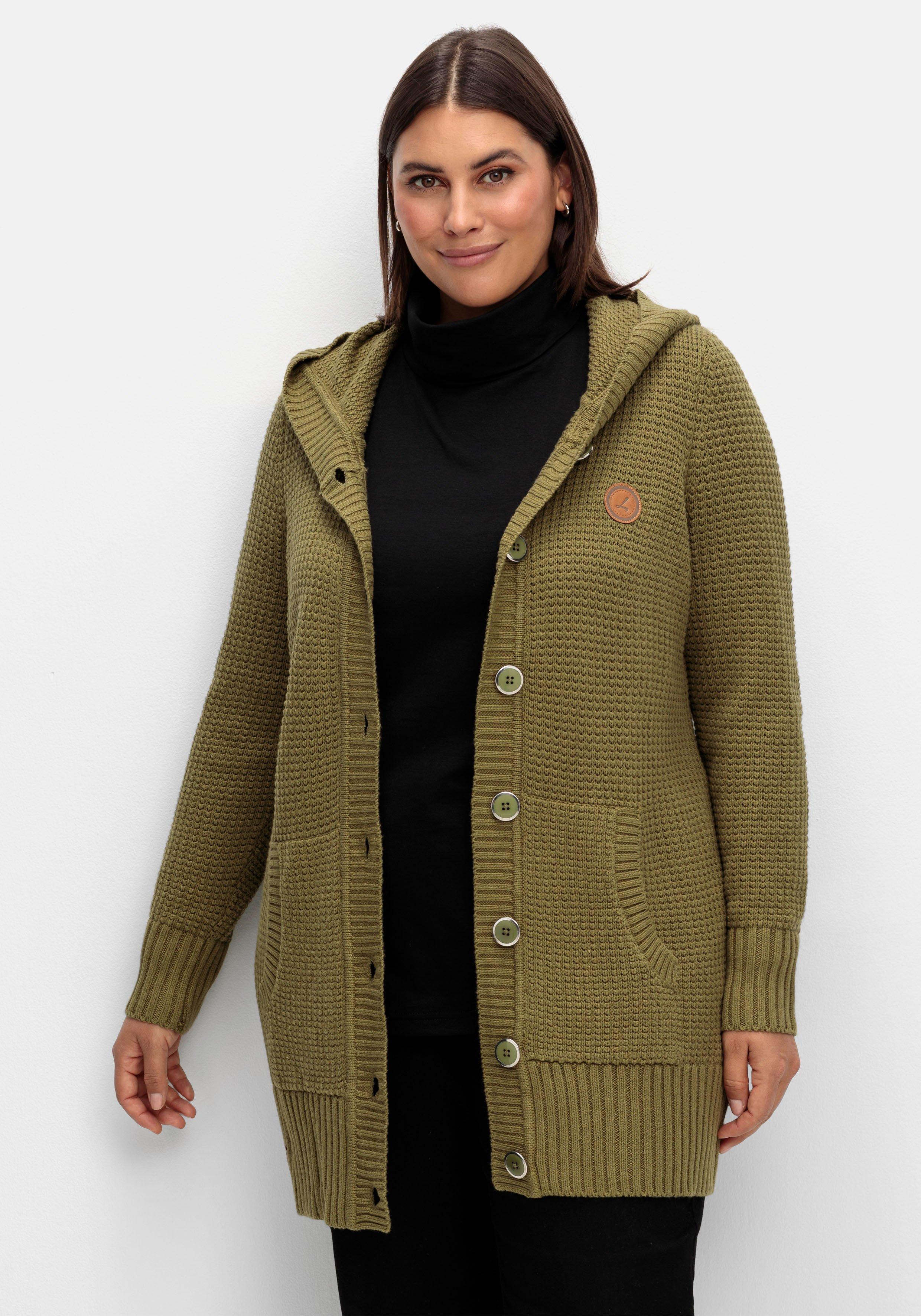 Strickjacke mit Kapuze, in Longform