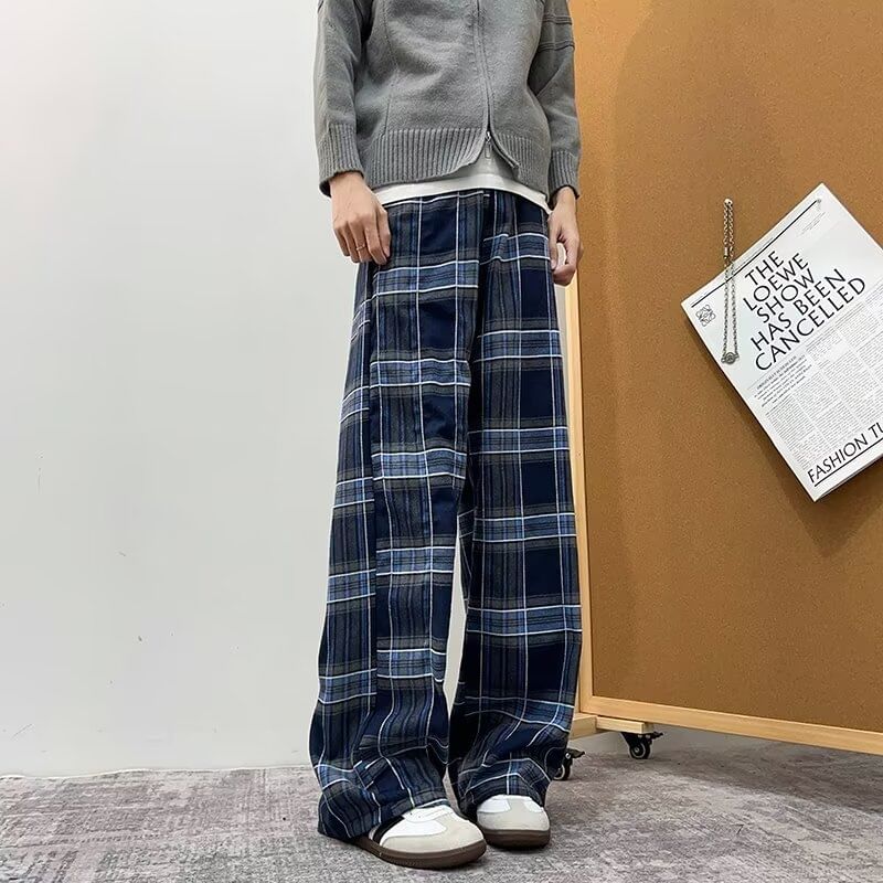 Cowpow - Geruite broek met wijde pijpen en gemiddelde taille