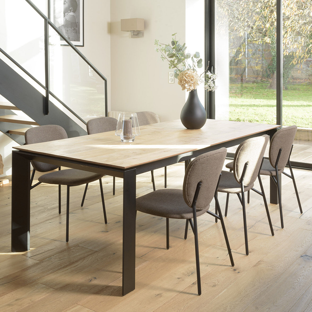 Macabane 2 Chaises en Tissu Tom marron - 48x56x83 cm
