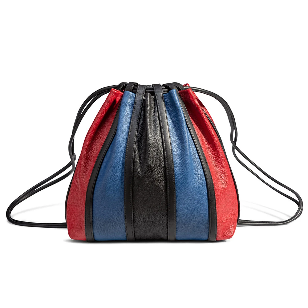 Ricefield Backpack Blue-Red-Black Structure Leather