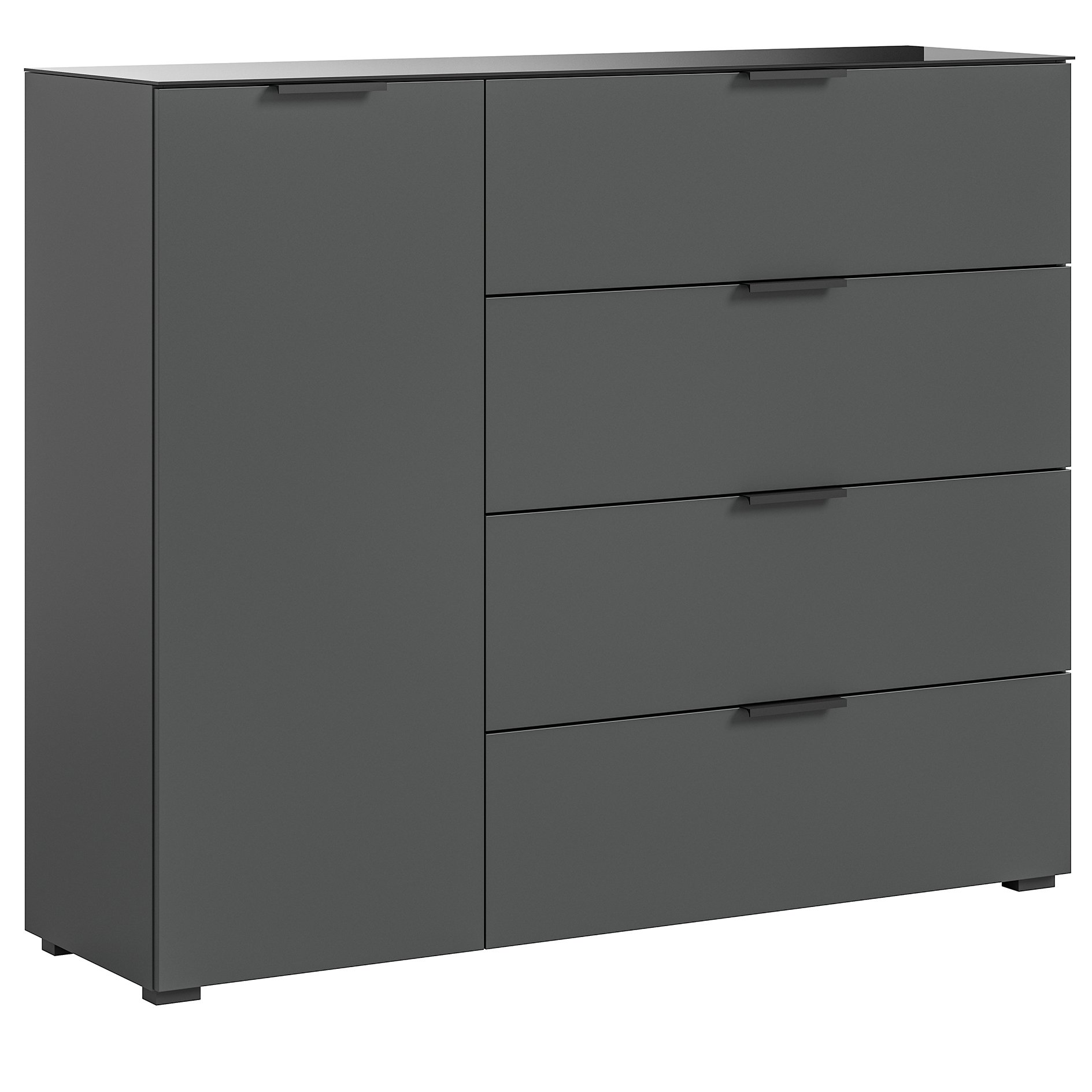 Sideboard RAY - anthrazit - Glasplatte - 135 cm