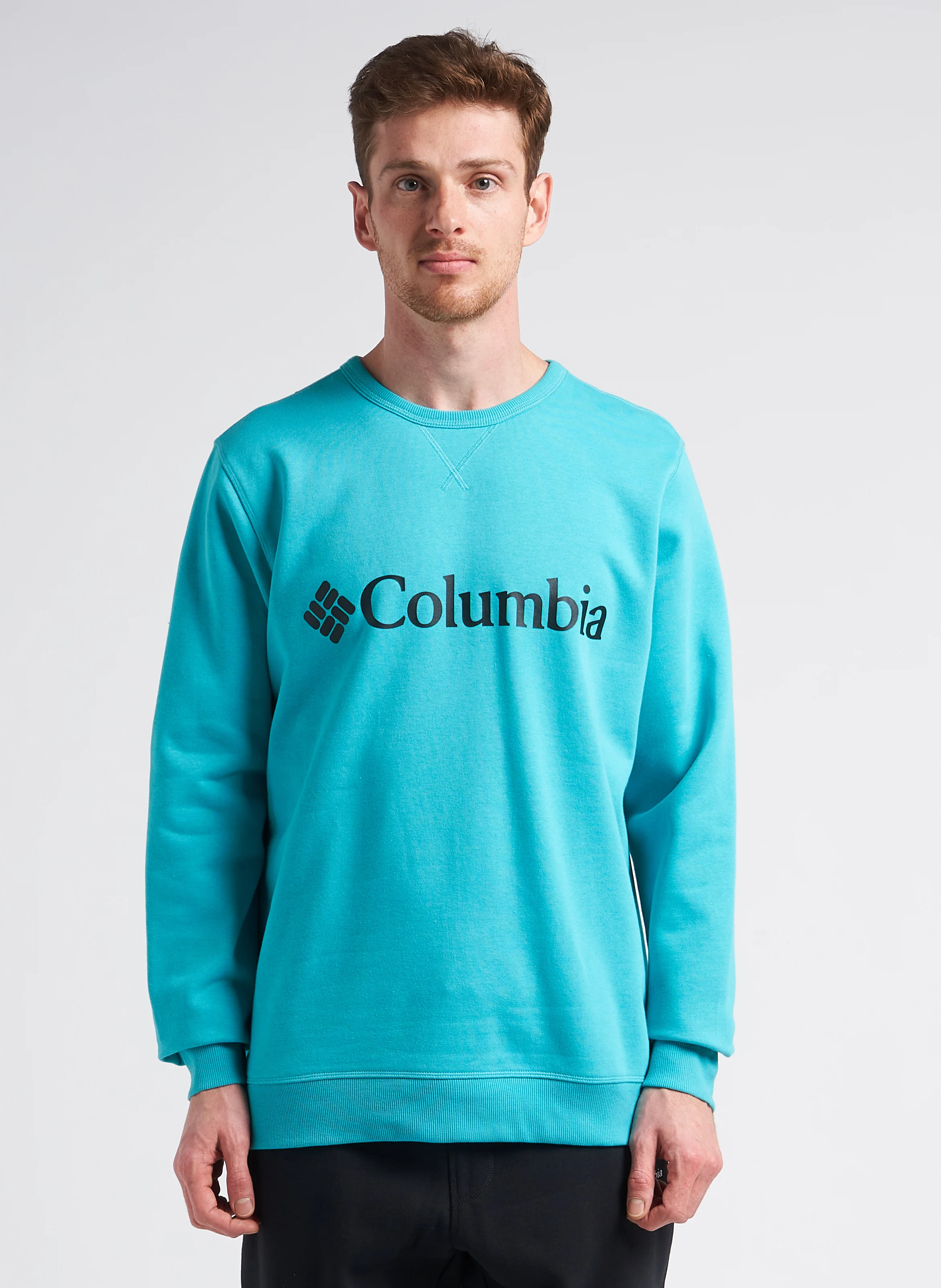 M Columbia(TM) Logo Fleece Crew - Sweat col rond regular-fit sérigraphié en coton mélangé| Bleu