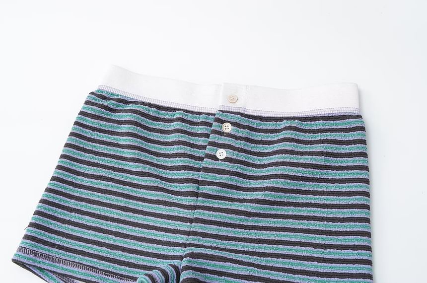 Webeisque - Gestreepte hotpants met elastische taille en knoopsluiting