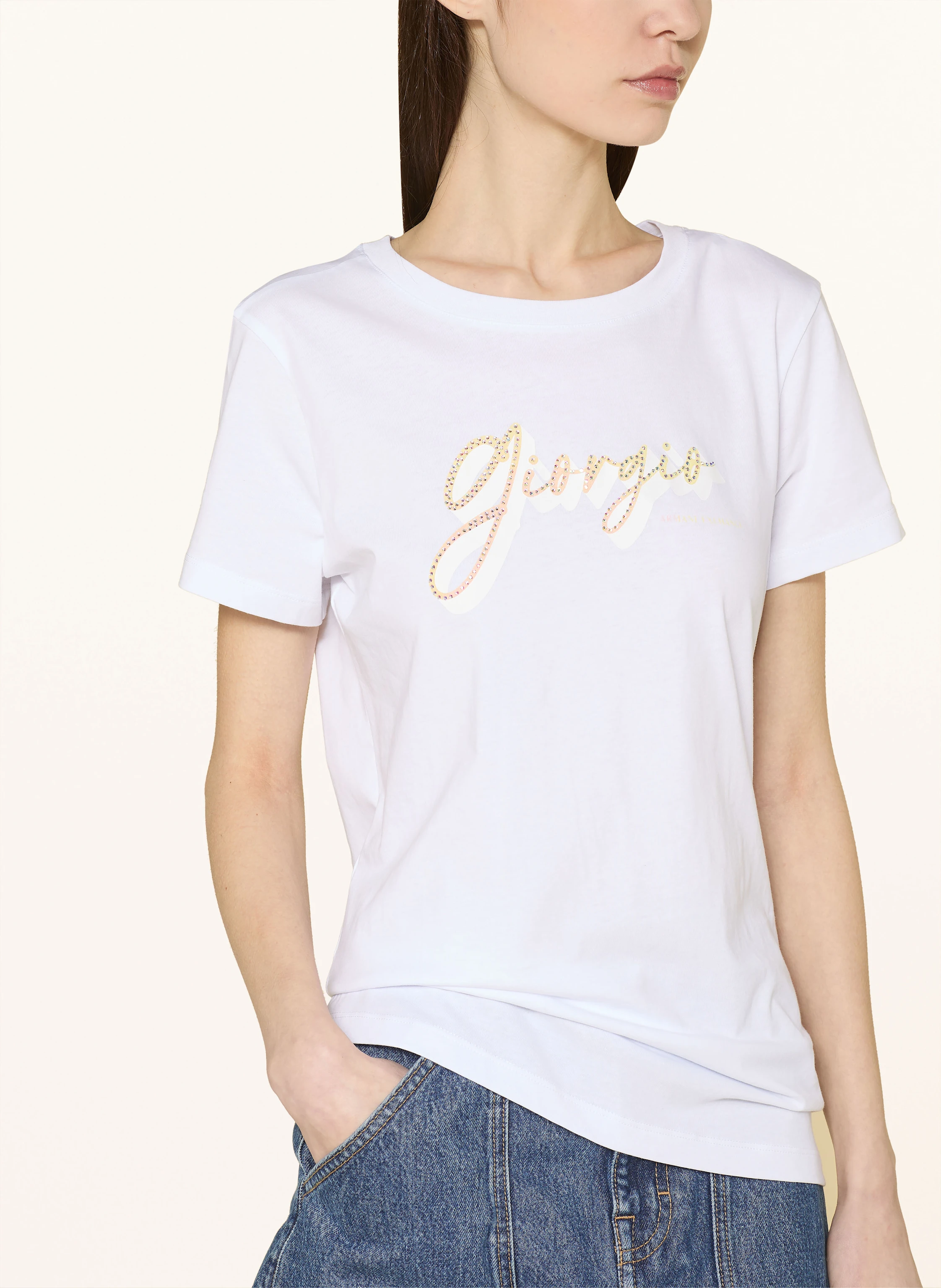 ARMANI EXCHANGE T-Shirt mit Schmucksteinen