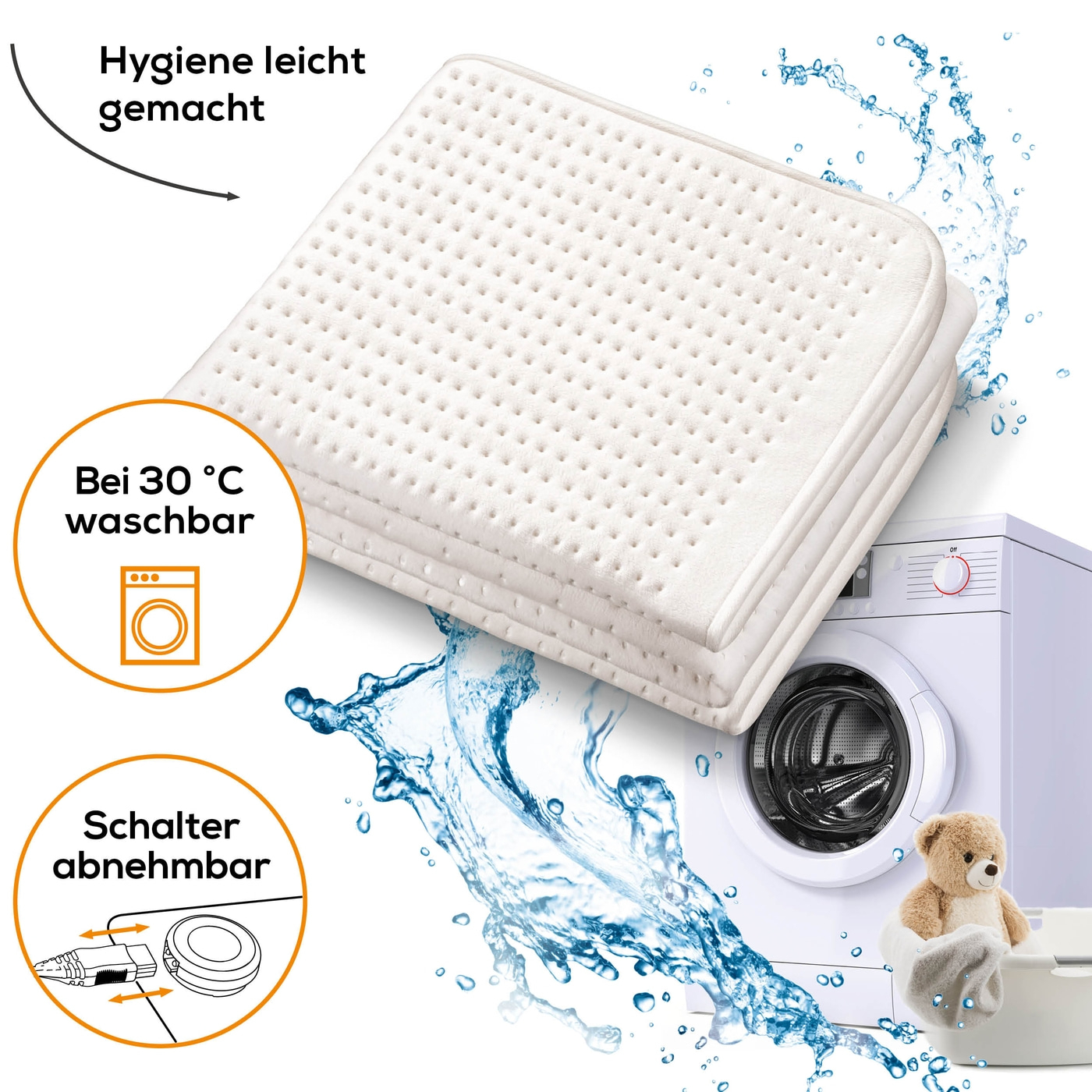 (200x100cm) UB 100 Spann-Wärmeunterbett Elektrische Flausch Heizdecke mit 9 Modi   Timer (37500) - Weiss