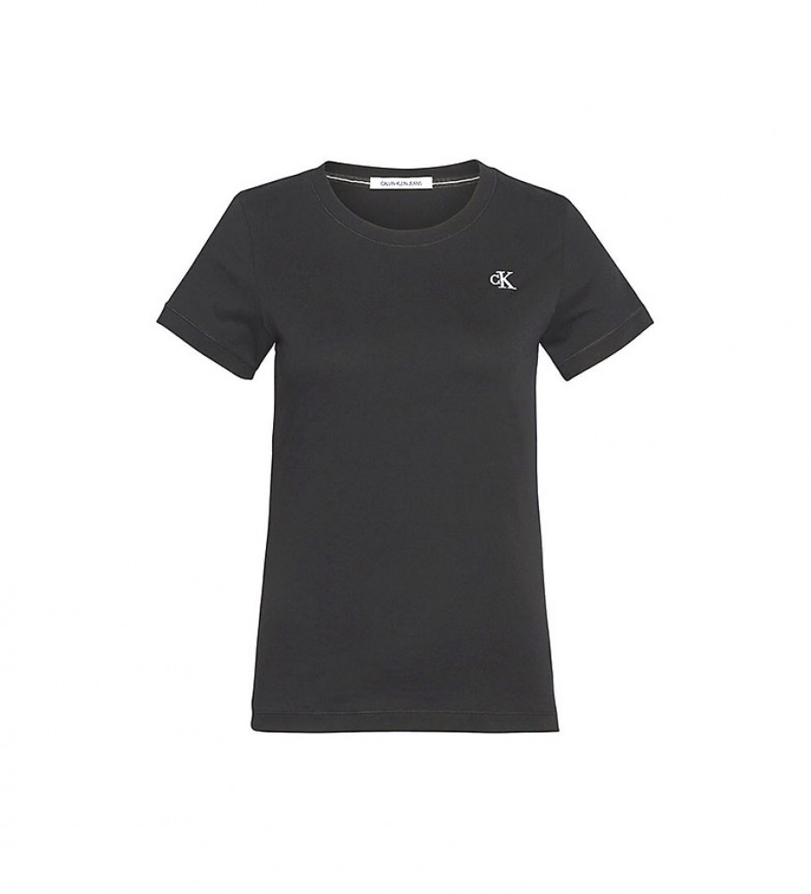 Camiseta Calvin Klein CK Slim em algodão orgânico, preta.