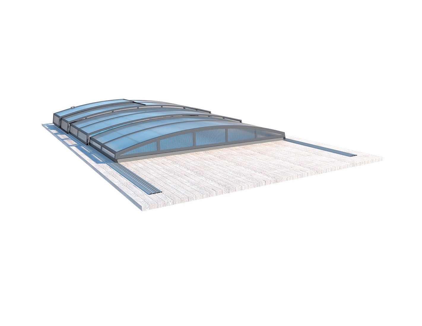 Abri de piscine skyline pour les modèles 6,20x3 m - bas87, bas787 - polycarbonate alvéolaire 8 mm - couleur ral7037 gris