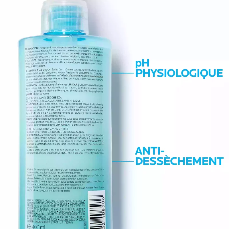 Lipikar Surgras - Douche Crème Concentré Anti-Dessèchement - 400ml