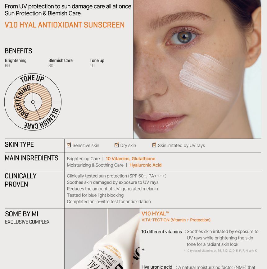 SOME BY MI - V10 Hyal Antioxidant Zonnebrandcrème