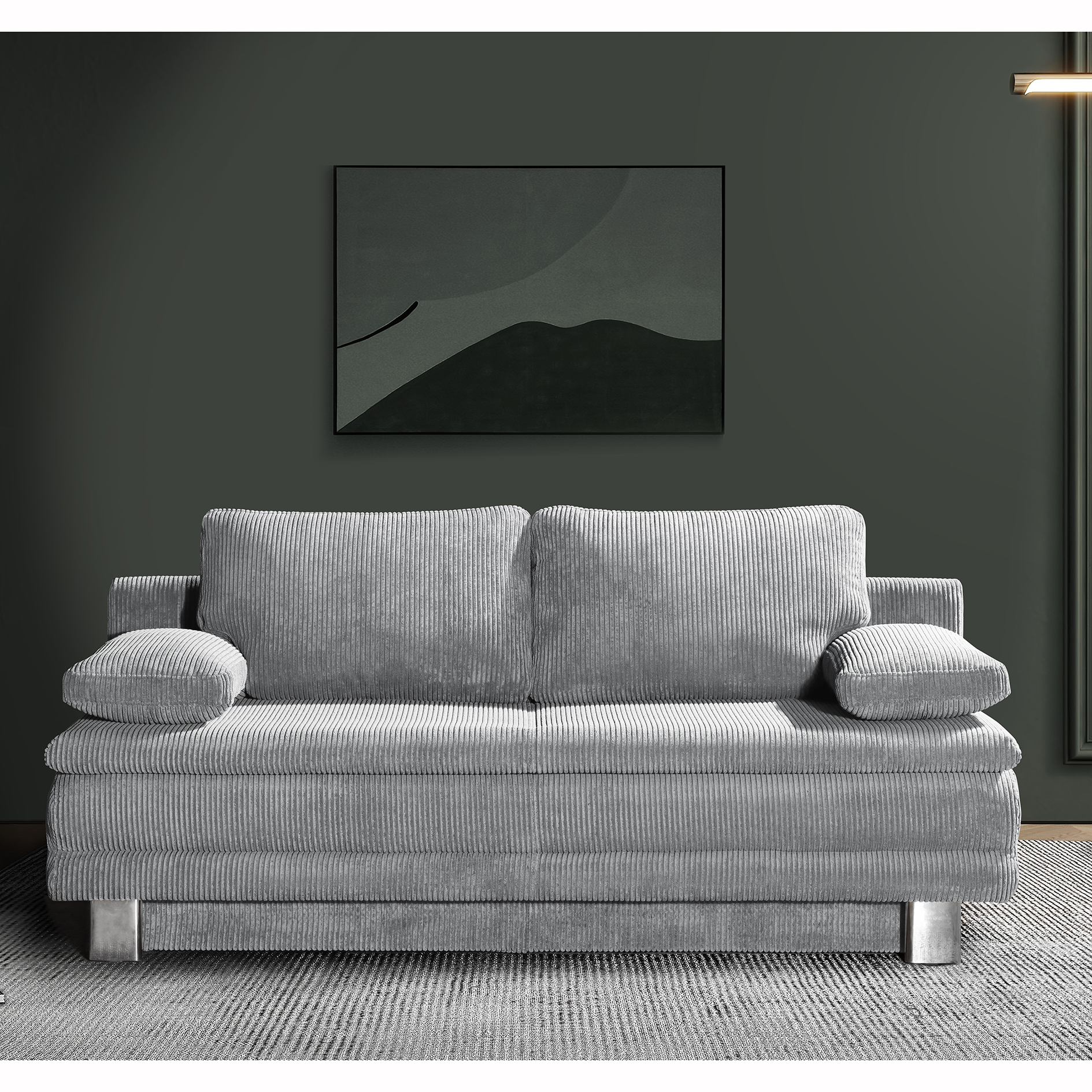 Schlafsofa - grau - mit Staukasten - 194 cm breit