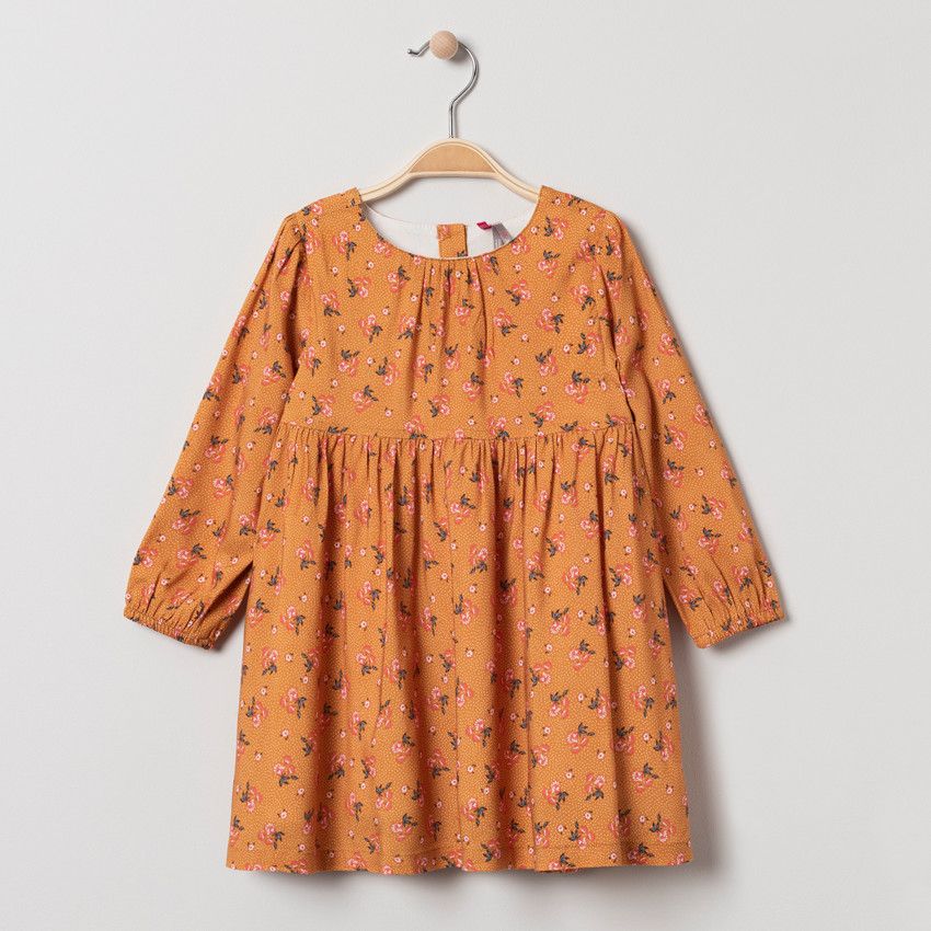 Robe manches longues à fleurs all-over - Jaune