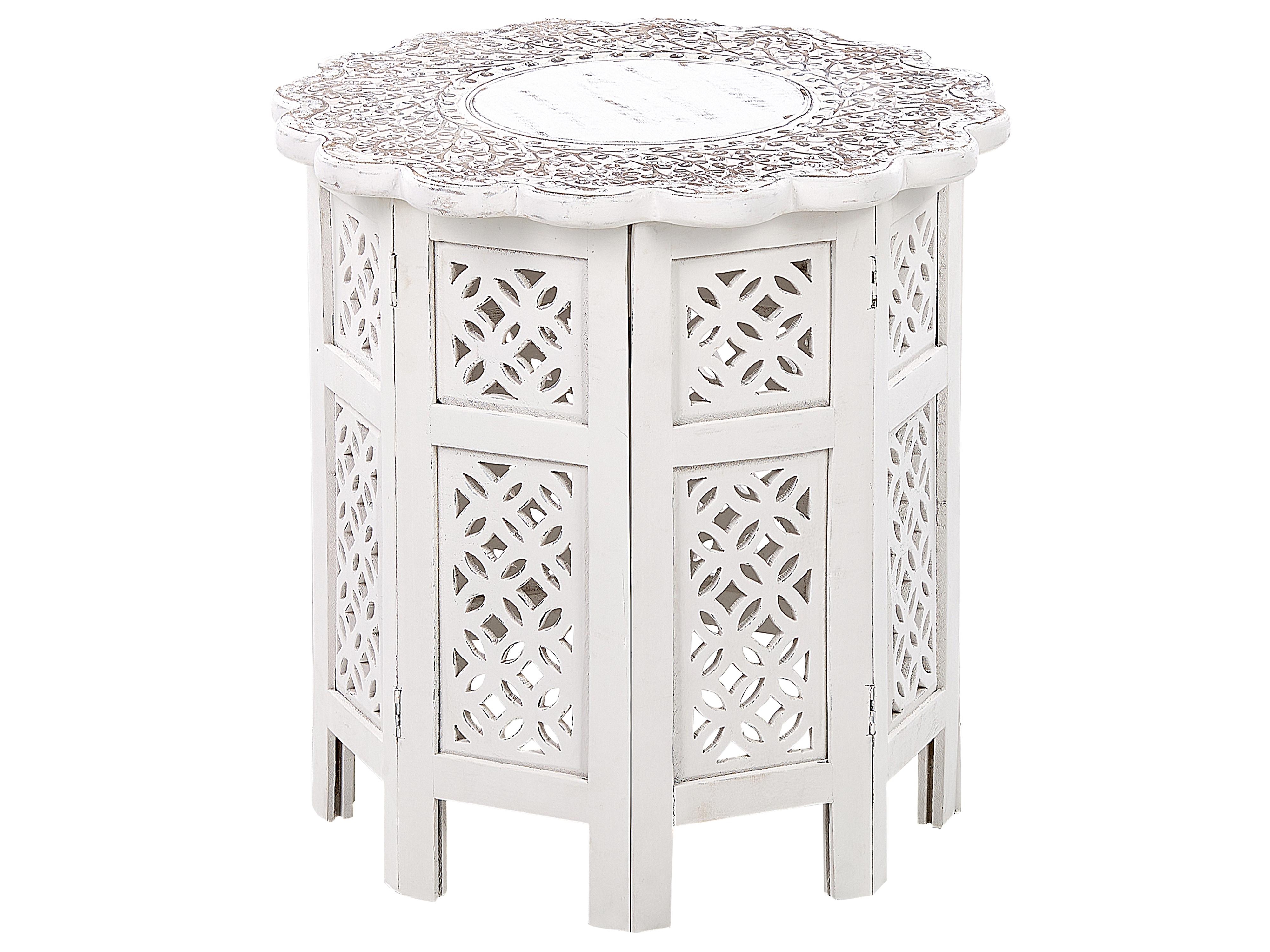 Bijzettafel BADHI Mangohout Wit