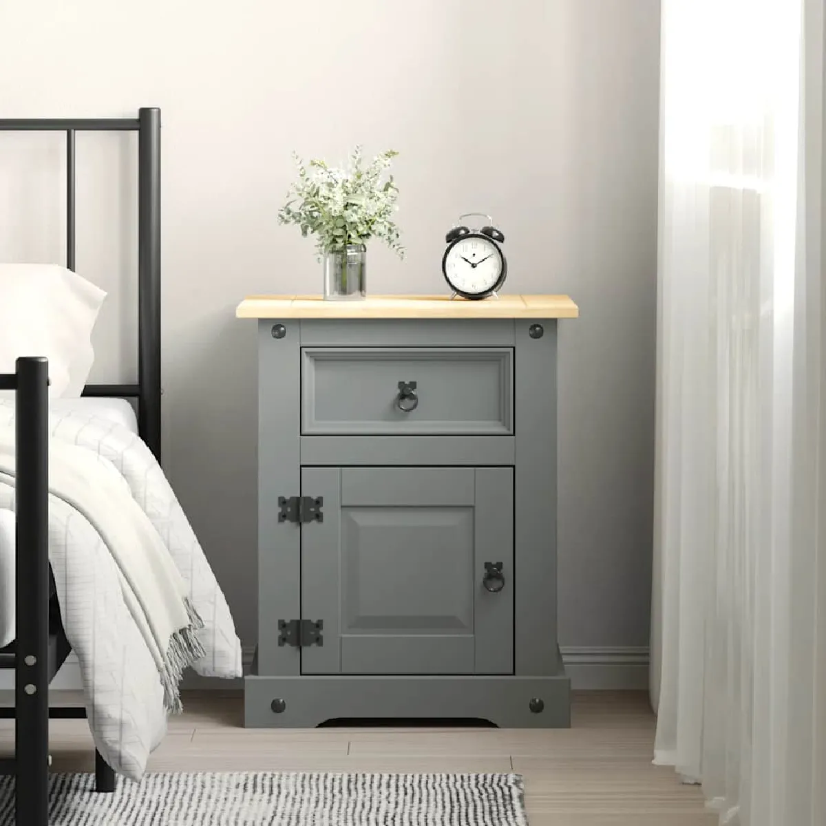 VidaXL Table de chevet Gamme Corona - Gris