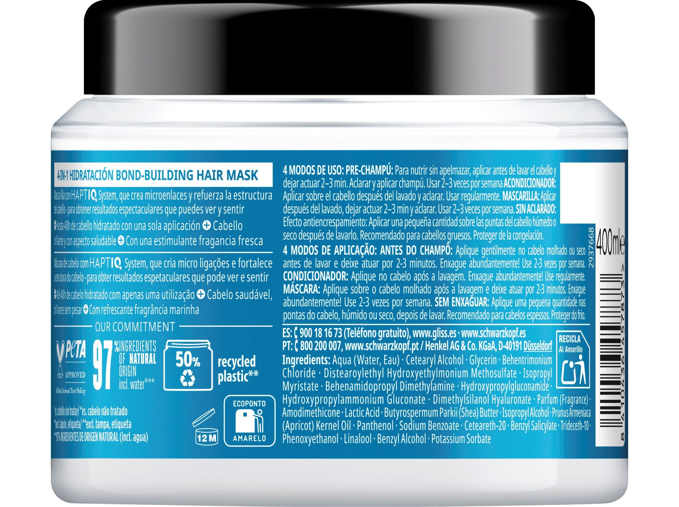 MÁSCARA GLISS AQUA REVIVE 400 ML
