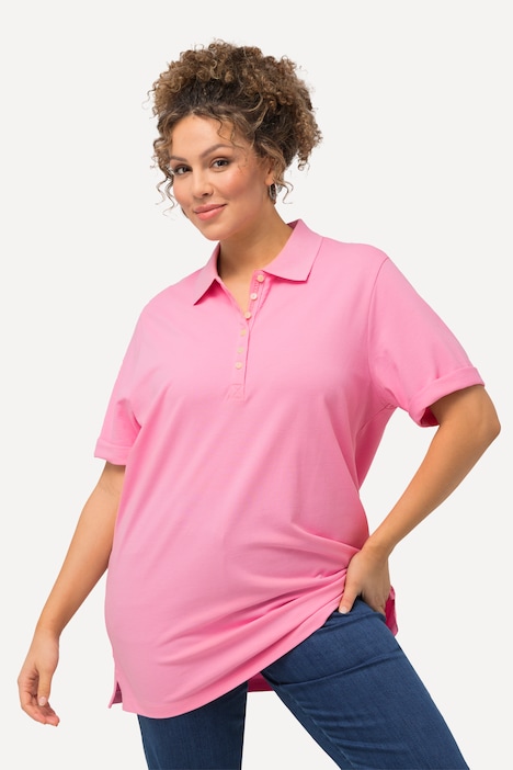 Poloshirt, Piqué, Polokragen, Samt-Knopfleiste, Halbarm
