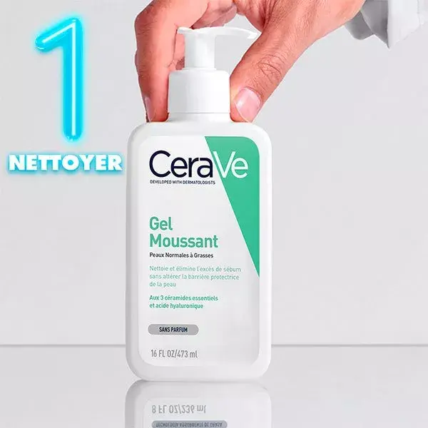 Gel de banho espumante Cerave 473ml + Sérum La Roche-Posay Effaclar 30ml + Protetor solar Vichy Capital Soleil UV-CLEAR FPS 50+ 40ml