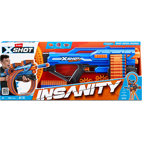 X-Shot Insanity Mad Mega Barrel blaster med 72 pile