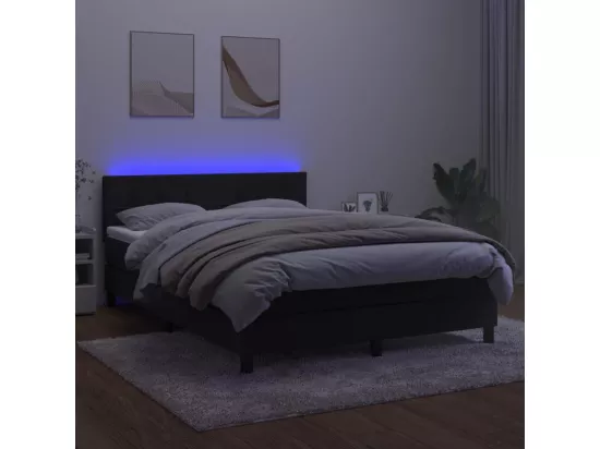 Sommier tapissier avec matelas et LED Noir 140x190 cm Velours