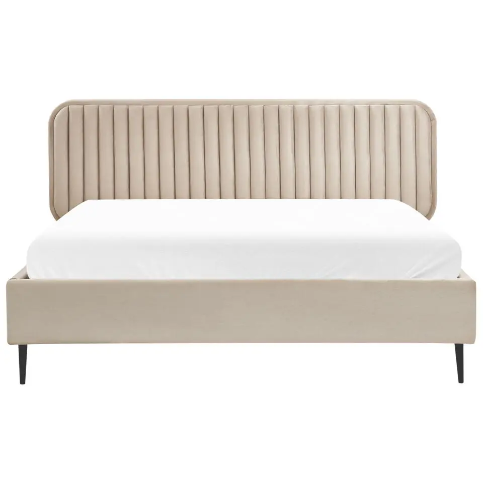 BRIN - Tweepersoonsbed - Taupe - 160 x 200 cm - Fluweel