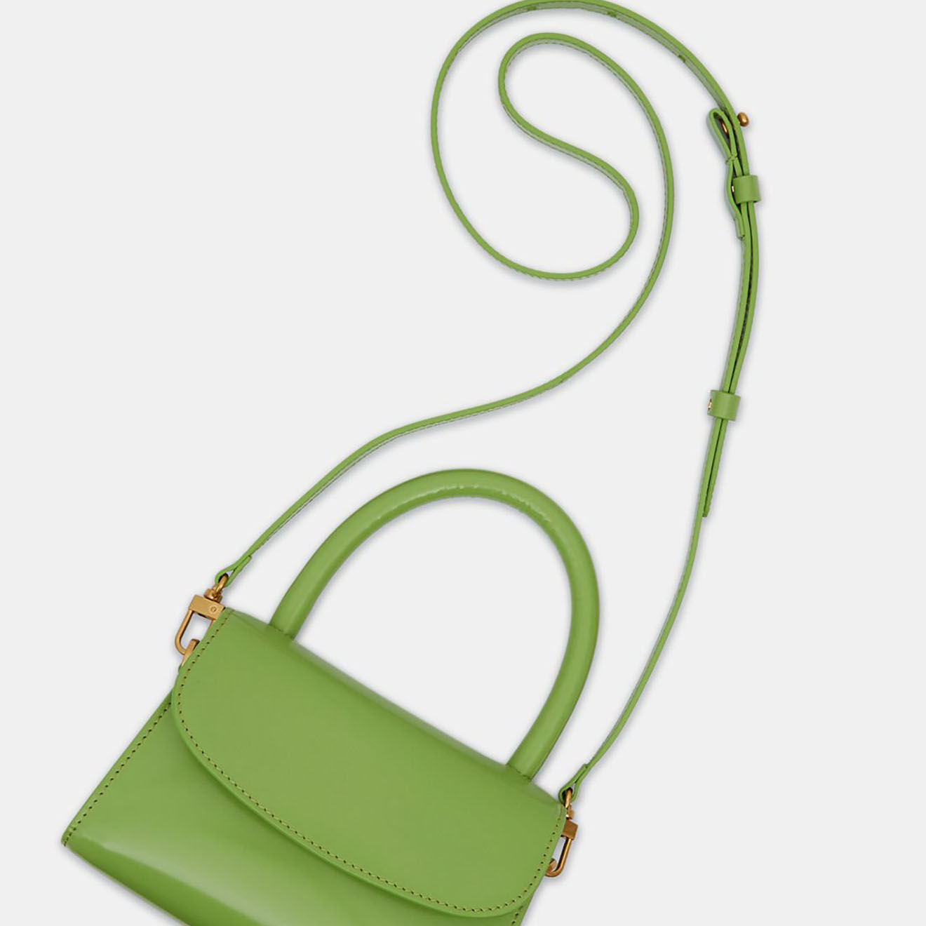 By Far Sac à main mini en Cuir Semi Patent Leavert vert - 11x17x7 cm