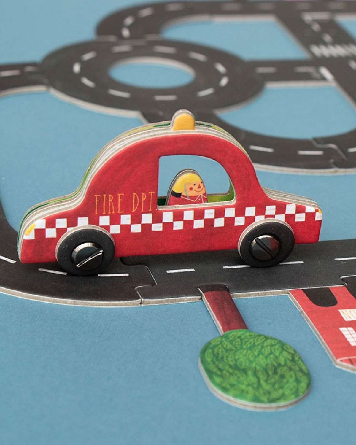 Bilbane og Puslespill 2i1 – 48 Deler + 2x Lekebiler – Barn 4år+ | Roads POCKET