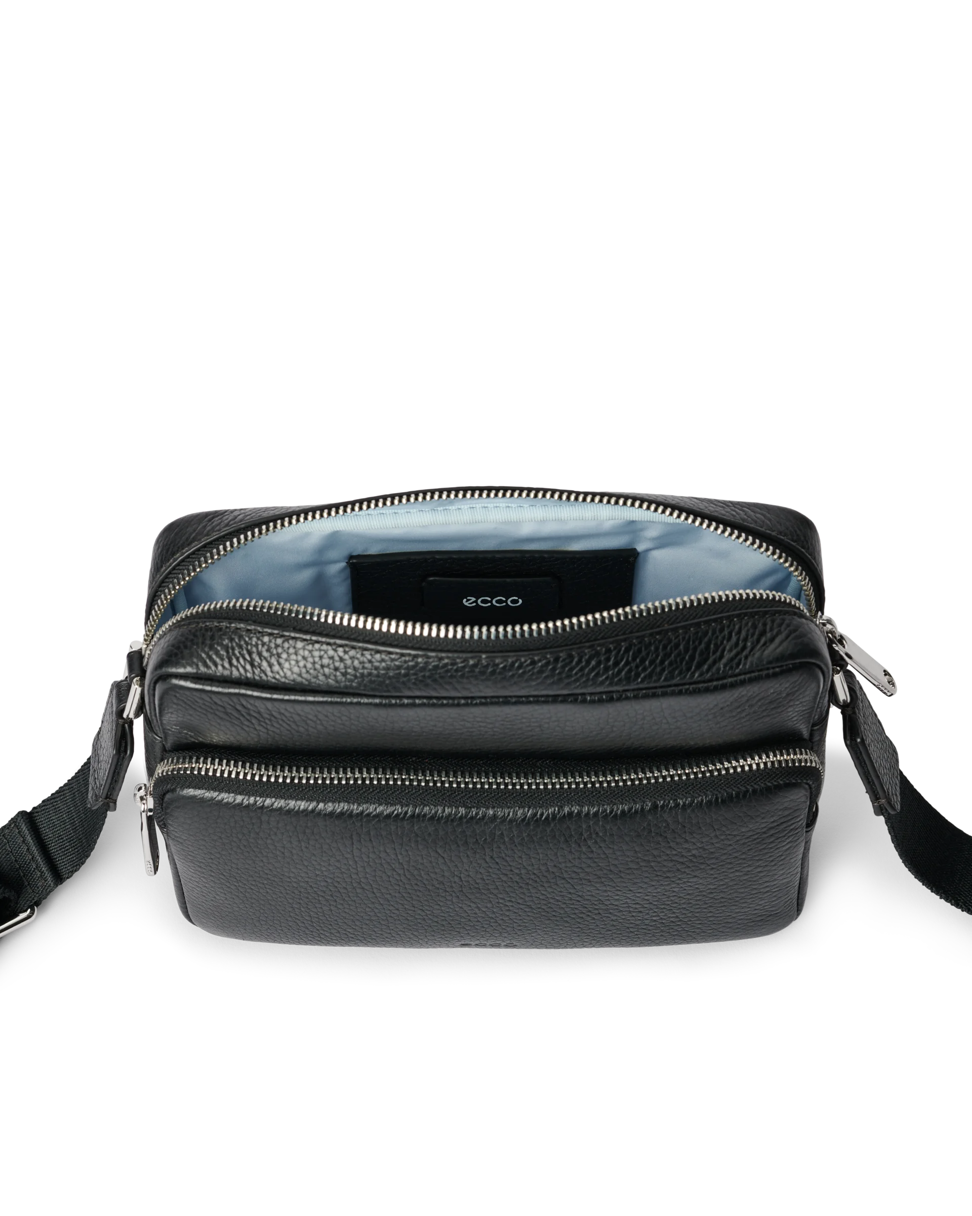 ECCO Camera Bag Umhängetasche aus Leder Schwarz 15X22X7 cm