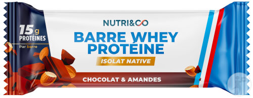 Nutri&Co Barre Protéines Whey Isolat Native Goût Chocolat & Amandes 50g