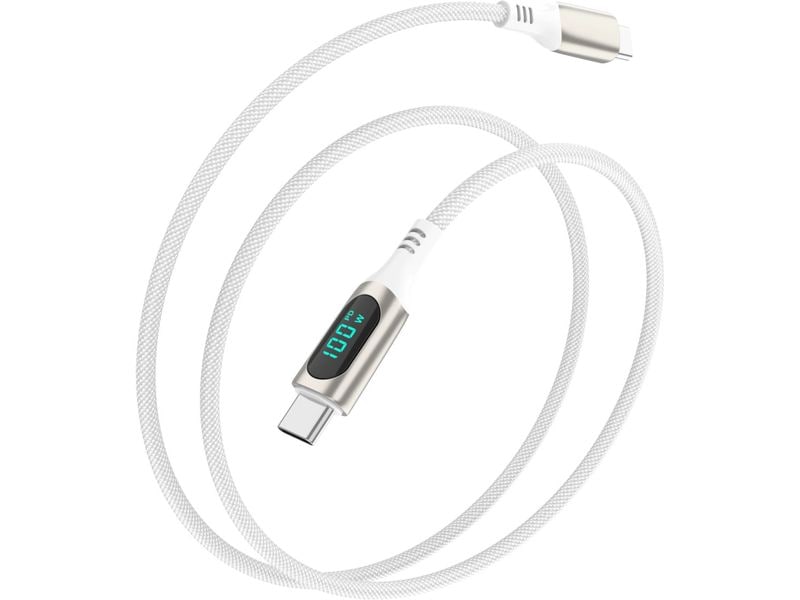 4smarts USB 2.0-Kabel DigitCord bis 100W USB C - USB C 3 m USB-C Kabel DigitCord 100W 3m weiss, Digitales Display