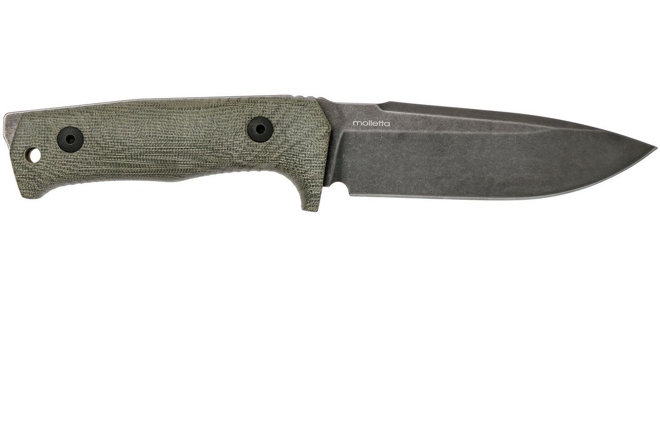 LionSteel T5B-CVG Green Canvas Micarta Black vaststaand mes